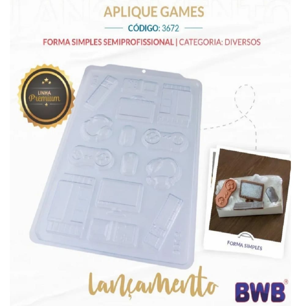 10 Forma Simples P/ chocolate E Bombom Aplique Games 3672 Bwb
