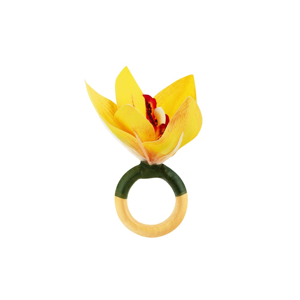 Porta Guardanapo Em Silicone Orquídea Cimbidio Amarela Mameg