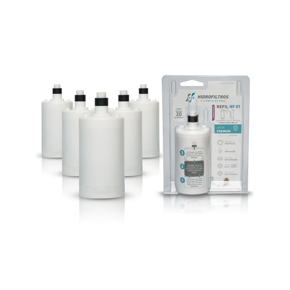 Kit 5 Refil Hidrofiltros Compatível Acqua Bella E Vitale