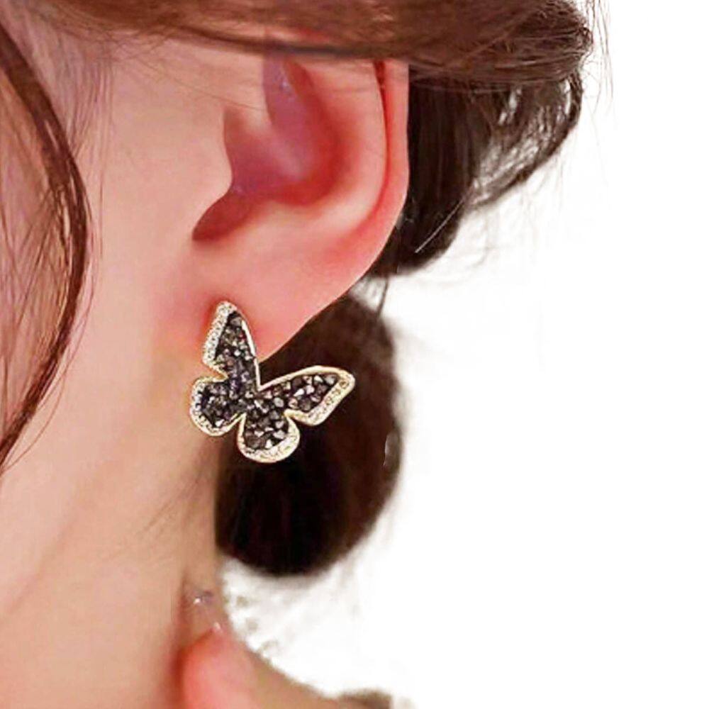 Brincos De Borboleta Estilo Delicado Strass Brilho