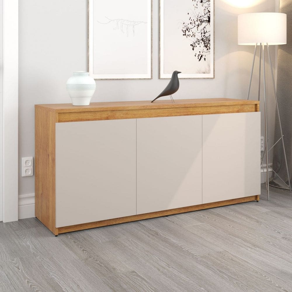Buffet Jazz 3 Portas 1 Prateleira Interna Cobre/Off White - Casa Giulia