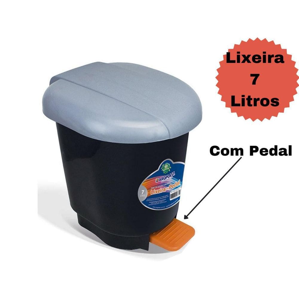Lixeira Com Pedal 07 Litros Plastico Cozinha Banheiro