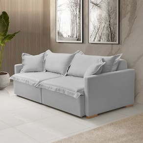 Sofá Cama Portinari 2 Lugares Retrátil Claro 216 Cm Cinza Claro
