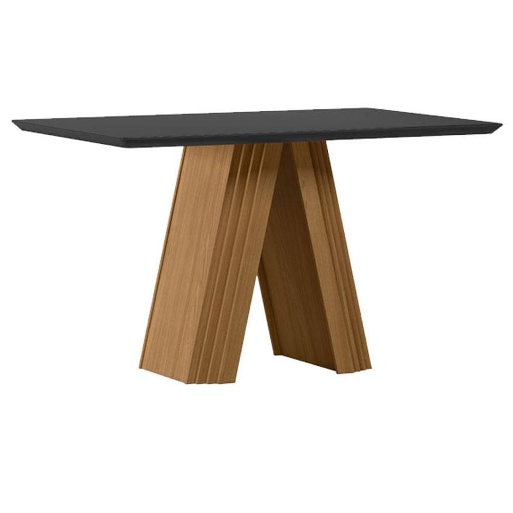 Mesa de Jantar 135x90 cm Fernanda com Vidro Ype Preto – New Ceval