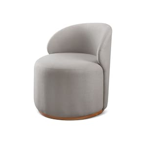Poltrona Curva Moderna Brenda Design Arredondado Cinza Claro