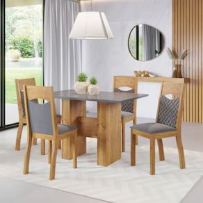 Mesa de Jantar Retangular Green Com 4 Cadeiras Pietra Cobre/Cinza Brilho/V.grafite - Casa Giulia