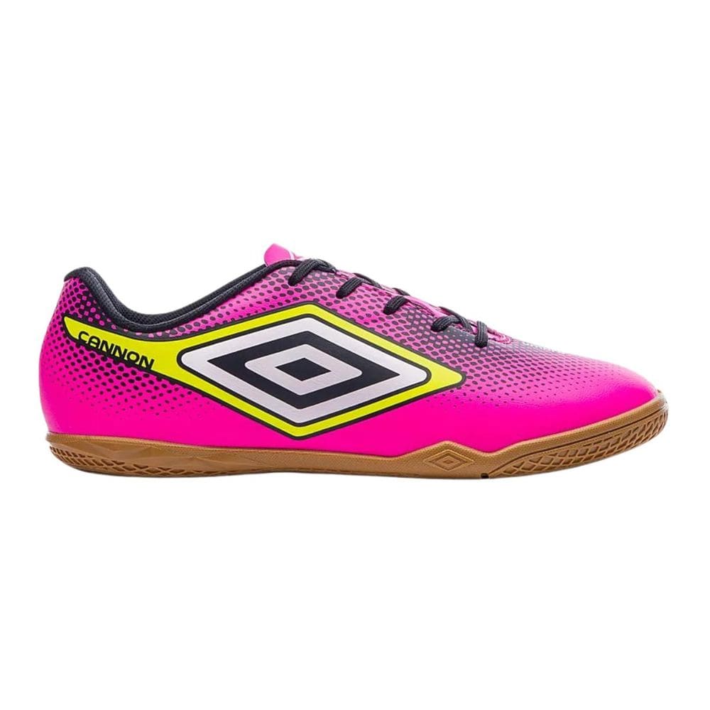 Chuteira Umbro Cannon Futsal Masculina Rosa Amarelo