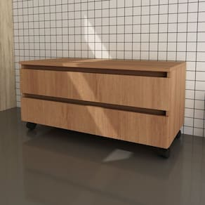 Kit com 2 Gabinetes para Banheiro com Rodizios 80cm Amendoa