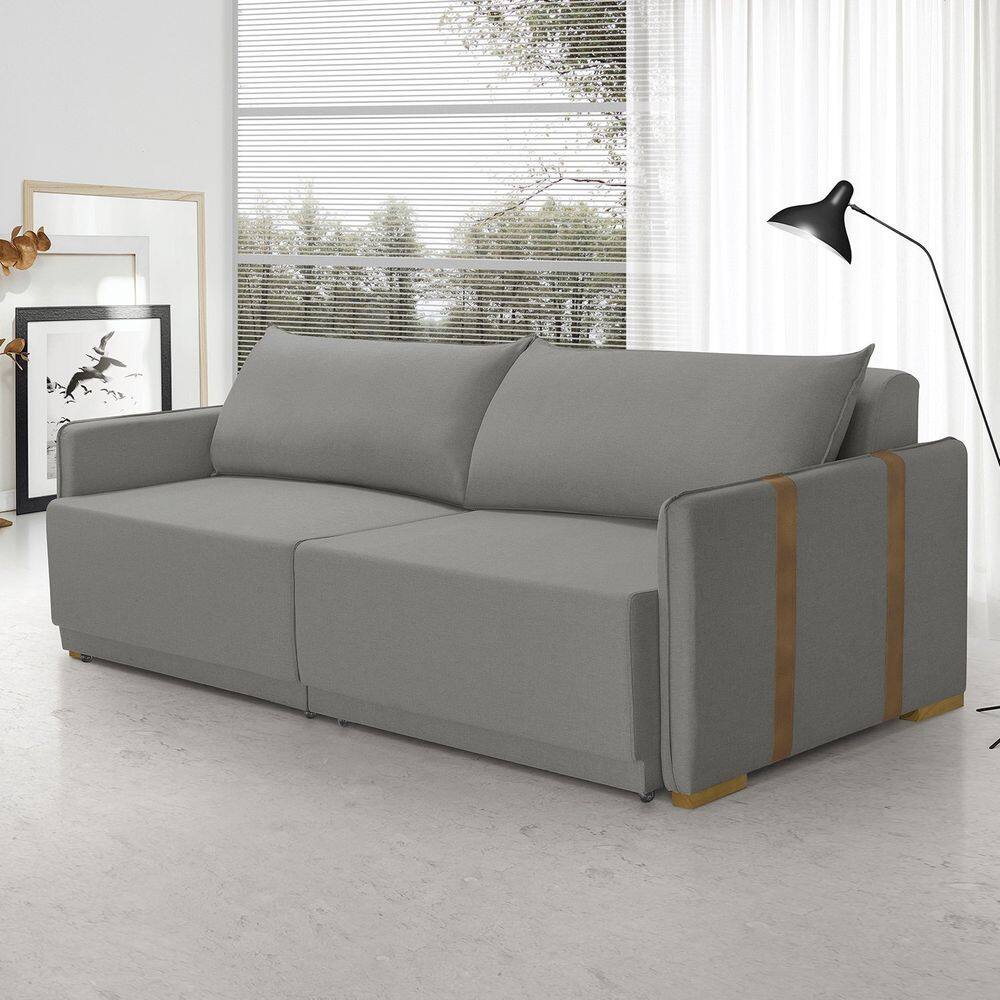 Sofá Cama Mônaco Retrátil 216 Cm Cinza Escuro