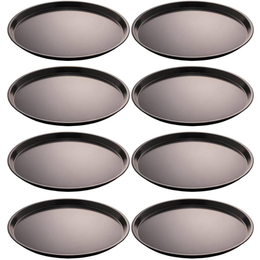 Kit 8 Formas para Pizzaria Padaria 31,5cm Assadeiras Antiaderentes Redondas Rasas Aço Carbono