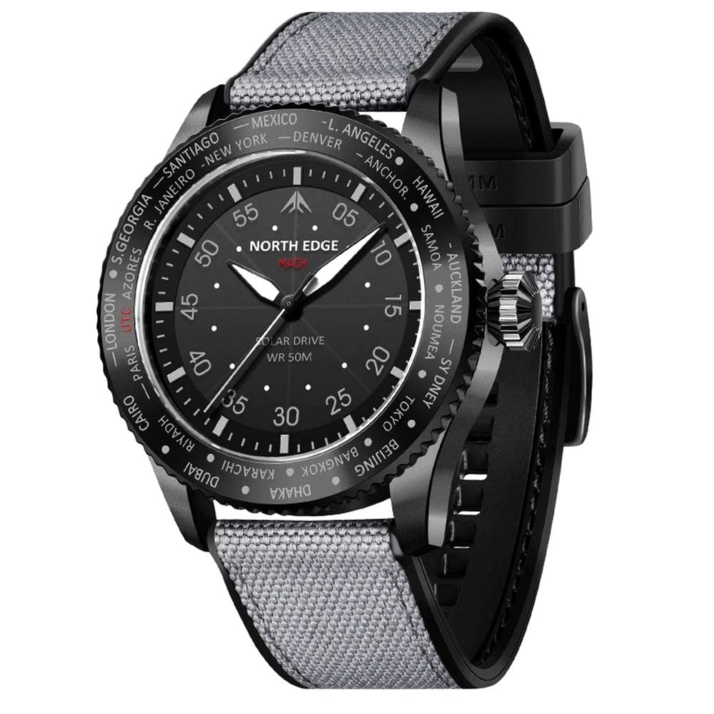 Relógio de Quartzo Masculino North Edge MACH Movimento A Energia Solar impermeável 50M