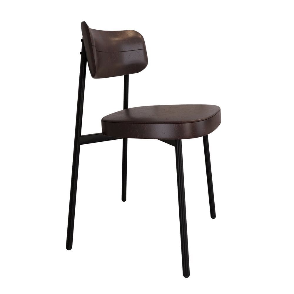 Cadeira Alloa Fixa com 4 Pés 50 X 44,7 X 83,8 Cm com 1 Unidade Courino Café/Preto Epoxi