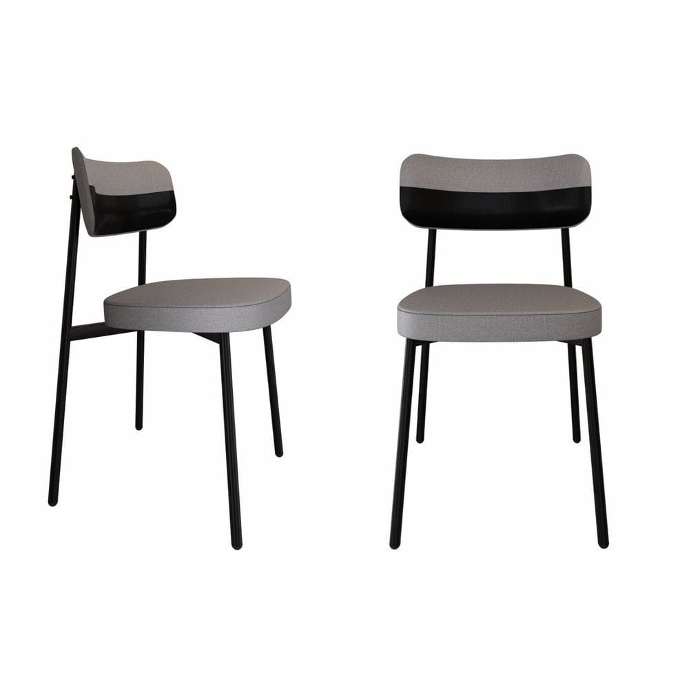 Cadeira Alloa Fixa com 4 Pés 500 X 447 X 838 Mm com 2 Unidades Corriente Cinza/Preto/Preto Epoxi