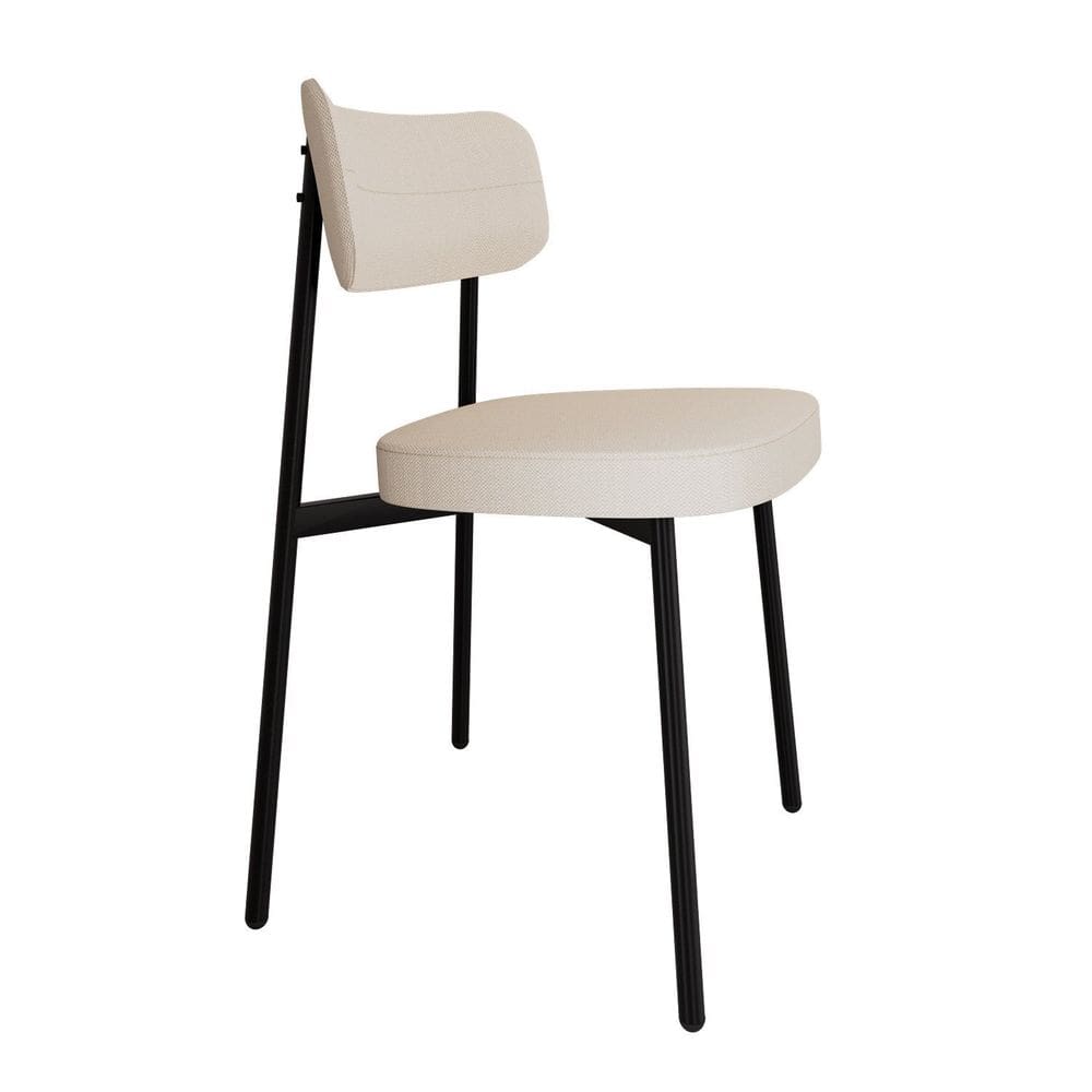 Cadeira Alloa Fixa com 4 Pés 50 X 44,7 X 83,8 Cm com 1 Unidade Corriente Palha/Preto Epoxi