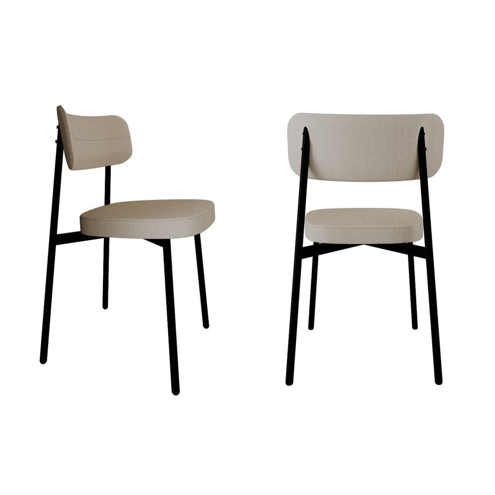 Cadeira Alloa Fixa com 4 Pés 500 X 447 X 838 Mm com 2 Unidades Corriente Palha/Preto Epoxi