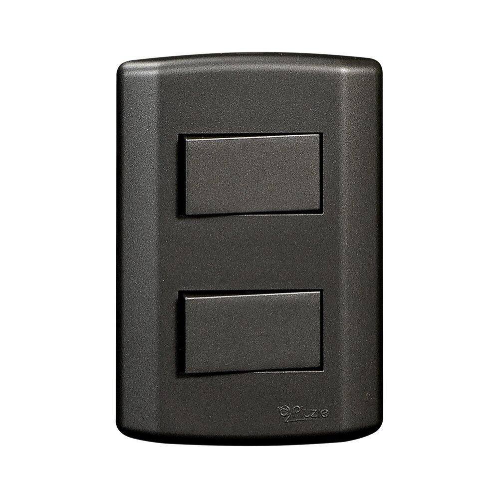 Interruptor de 2 Teclas Simples, Modular, com Placa 4x2 e Suporte Grafite