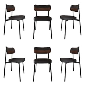 Cadeira Fixa com 4 Pés 50 X 44,7 X 83,8 Cm com 6 Unidades Alloa Corriente Preto/Whisky/Preto