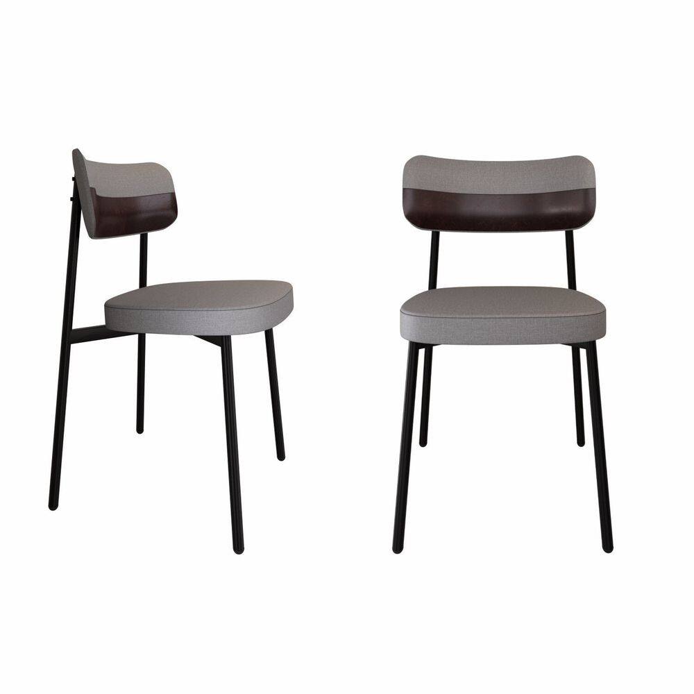 Cadeira Alloa Fixa com 4 Pés 500 X 447 X 838 Mm com 2 Unidades Corriente Cinza Claro/Café/Preto Epoxi
