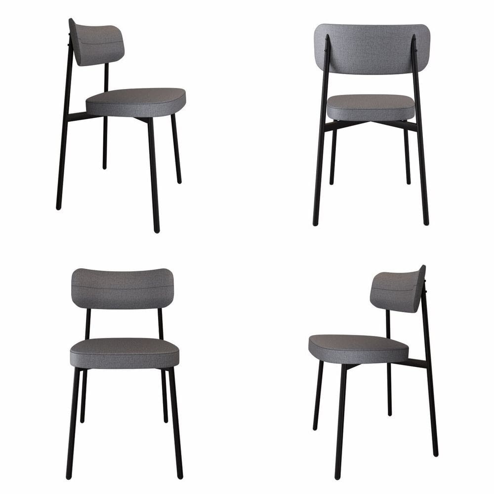 Cadeira Alloa Fixa com 4 Pés 500 X 447 X 838 Mm com 4 Unidades Corriente Cinza/Preto Epoxi