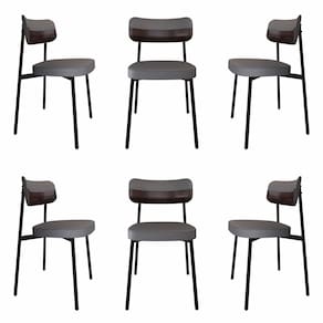 Cadeira Fixa com 4 Pés 50 X 44,7 X 83,8 Cm com 6 Unidades Alloa Corriente Cinza/Café/Preto