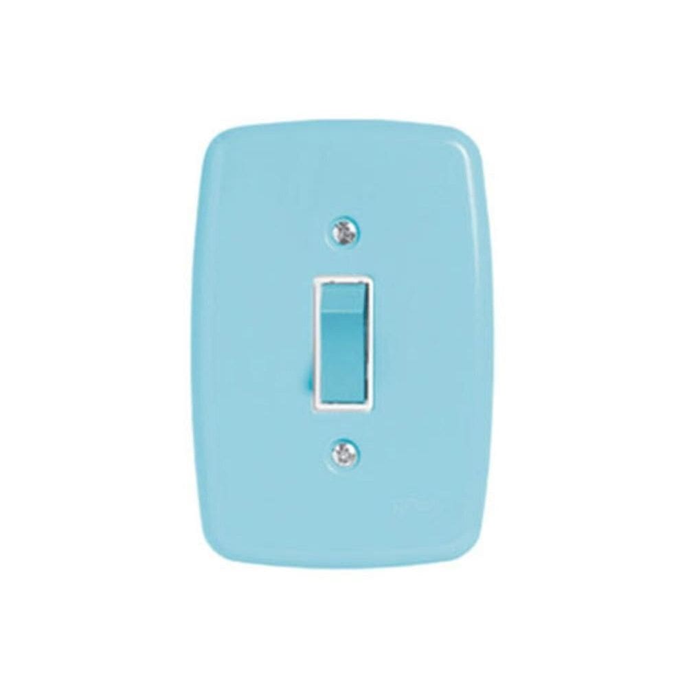 Interruptor de 1 Tecla Simples com Placa 4x2 Azul
