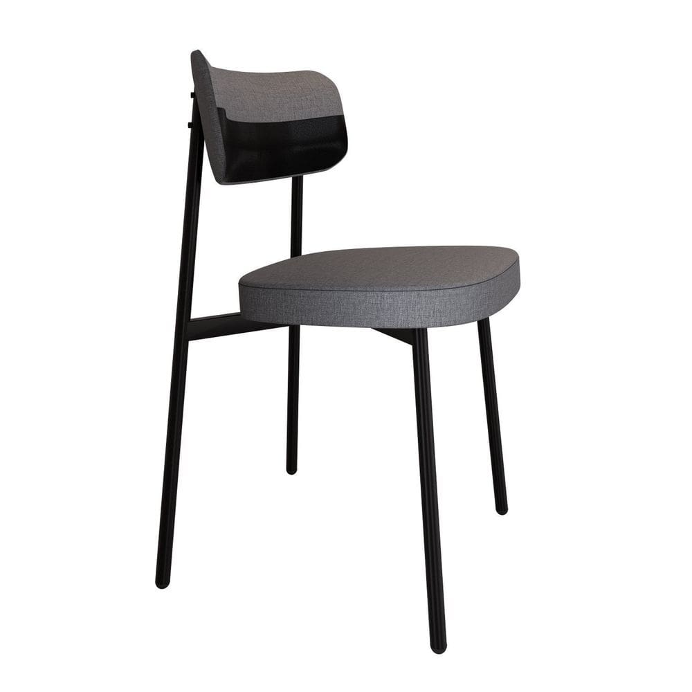 Cadeira Alloa Fixa com 4 Pés 50 X 44,7 X 83,8 Cm com 1 Unidade Corriente Cinza/Preto Epoxi