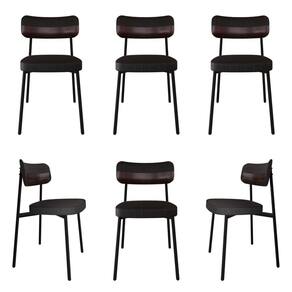 Cadeira Fixa com 4 Pés 50 X 44,7 X 83,8 Cm com 6 Unidades Alloa Corriente Preto/Café/Preto