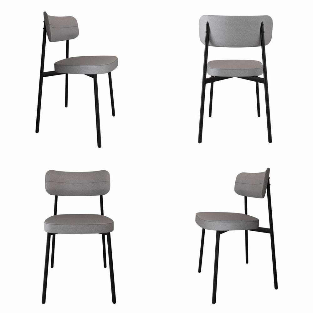 Cadeira Fixa com 4 Pés 50 X 44,7 X 83,8 Cm com 4 Unidades Alloa Cinza Claro/Preto Epoxi
