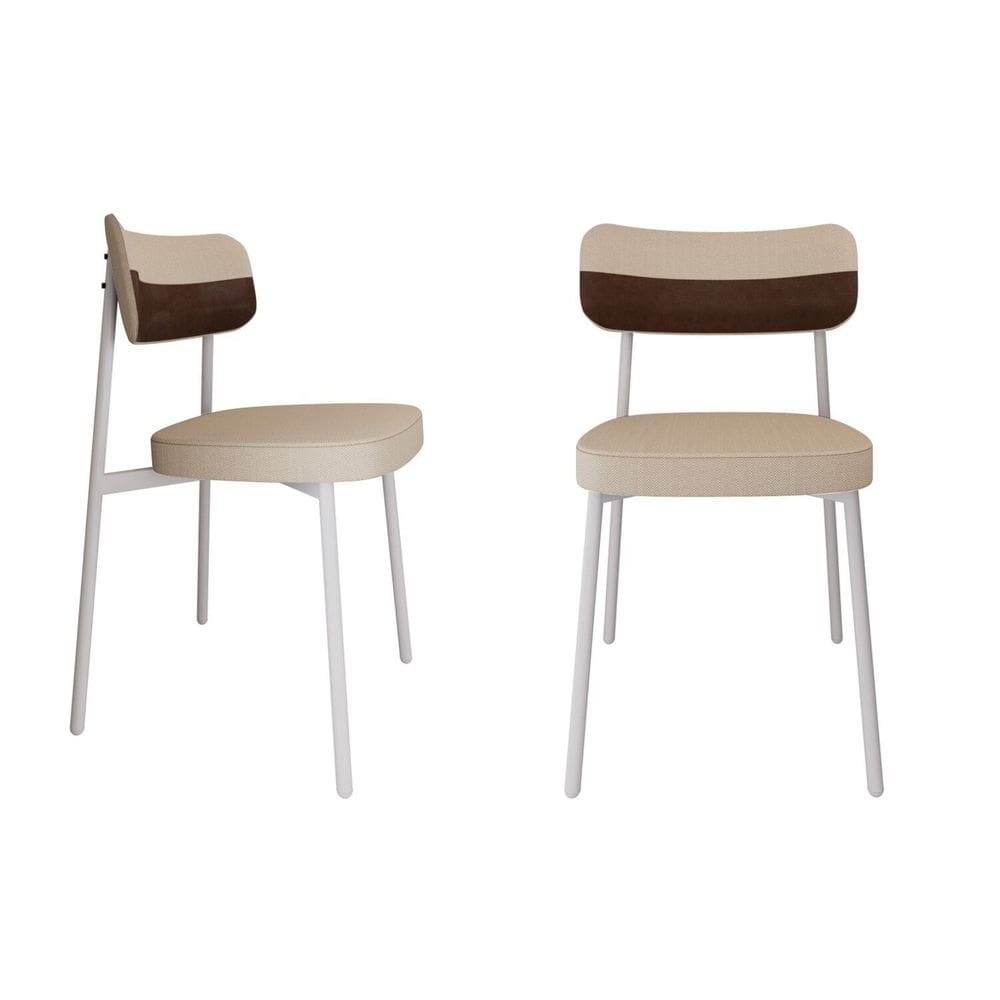 Cadeira Alloa Fixa com 4 Pés 50 X 44,7 X 83,8 Cm com 2 Unidade Areia/Whisky/Branco Epoxi