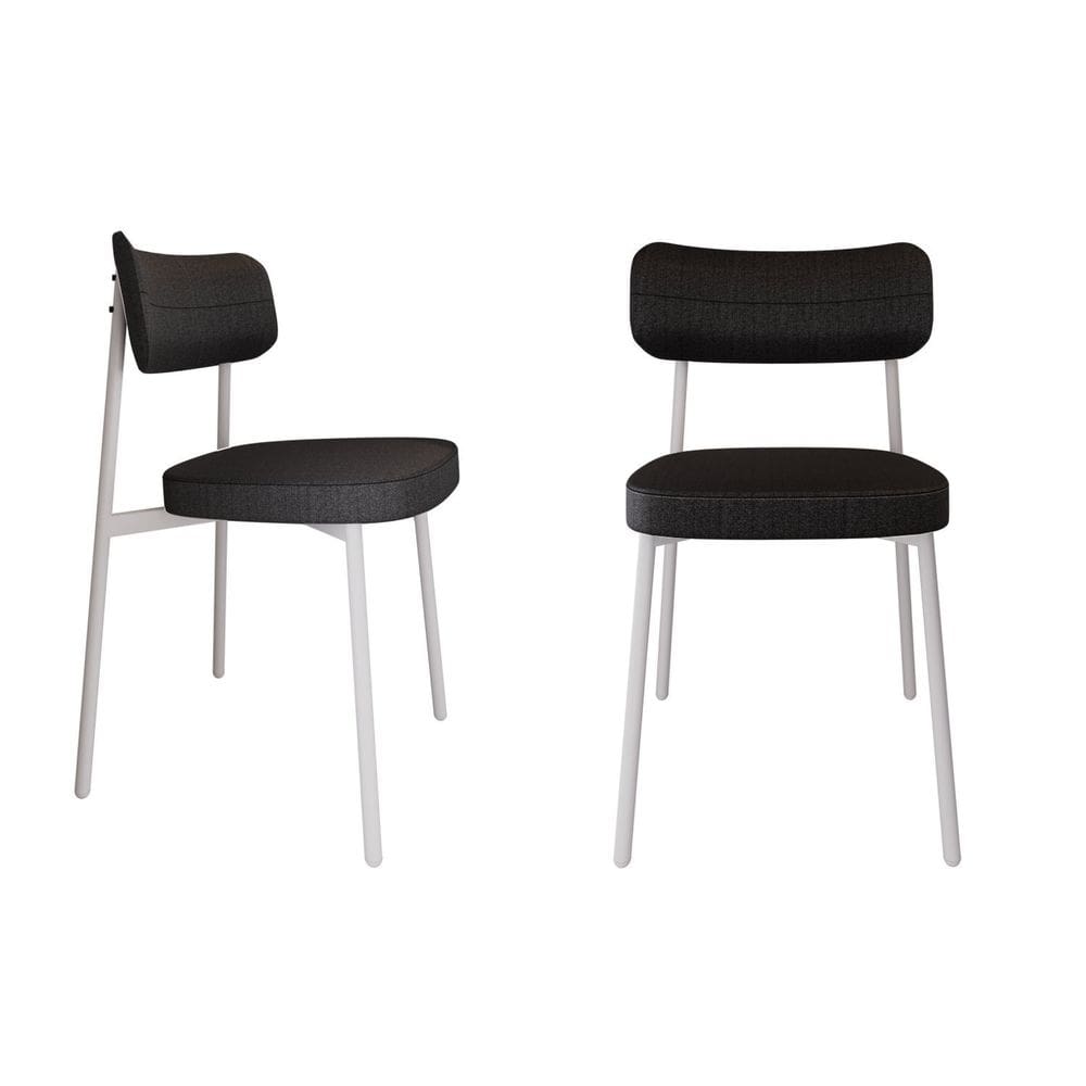 Cadeira Alloa Fixa com 4 Pés 50 X 44,7 X 83,8 Cm com 2 Unidade Preto/Branco Epoxi