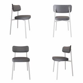 Cadeira Alloa Fixa com 4 Pés 50 X 44,7 X 83,8 Cm com 4 Unidade Cinza/Branco Epoxi