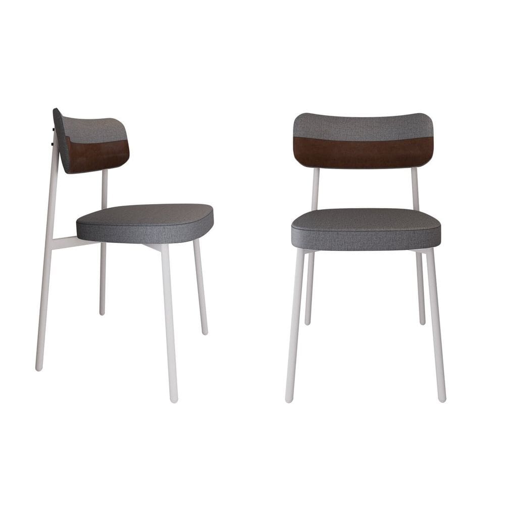 Cadeira Alloa Fixa com 4 Pés 50 X 44,7 X 83,8 Cm com 2 Unidade Cinza/Whisky/Branco Epoxi