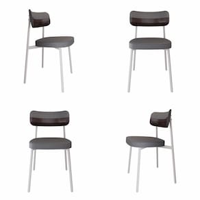 Cadeira Alloa Fixa com 4 Pés 50 X 44,7 X 83,8 Cm com 4 Unidade Cinza/Café/Branco Epoxi