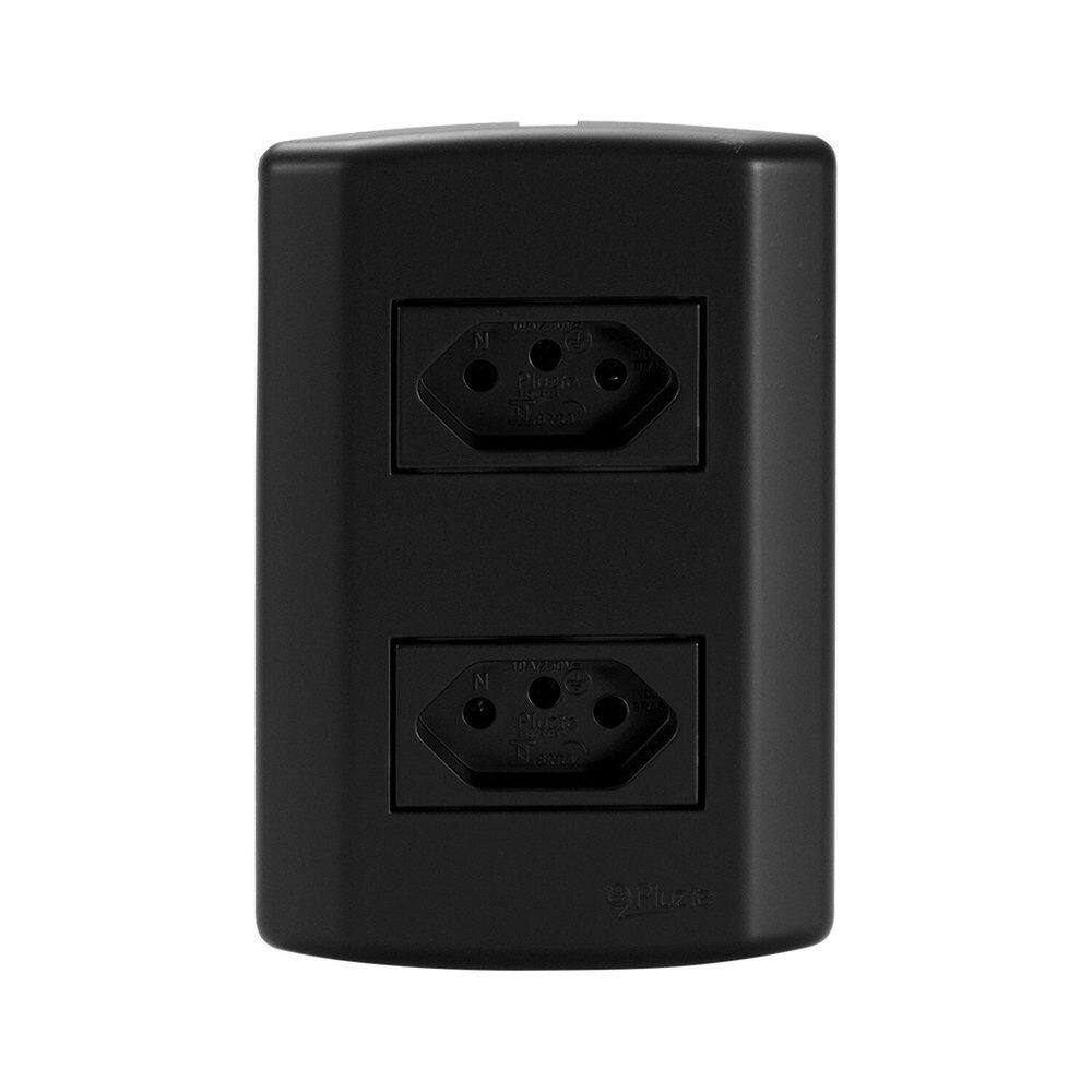 Conjunto com 2 Tomadas 2p+t 20A 250v, Modular, com Placa 4x2 e Suporte