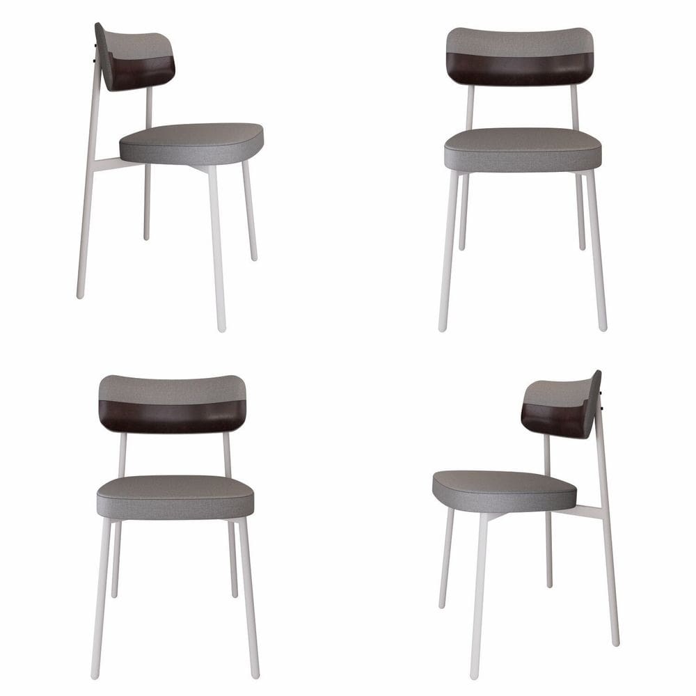 Cadeira Alloa Fixa com 4 Pés 50 X 44,7 X 83,8 Cm com 4 Unidade Cinza Claro/Café/Branco Epoxi