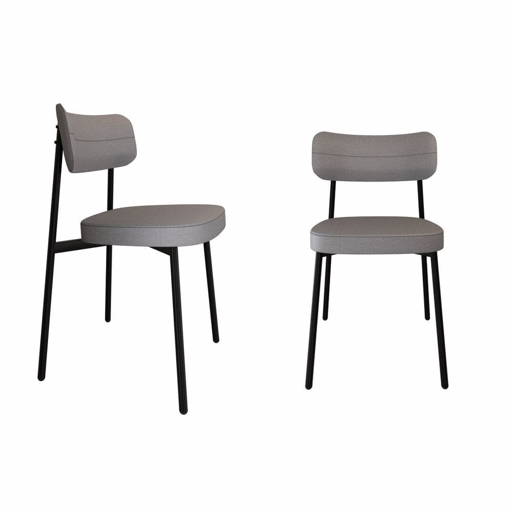 Cadeira Alloa Fixa com 4 Pés 500 X 447 X 838 Mm com 2 Unidades Cinza Claro/Preto Epoxi