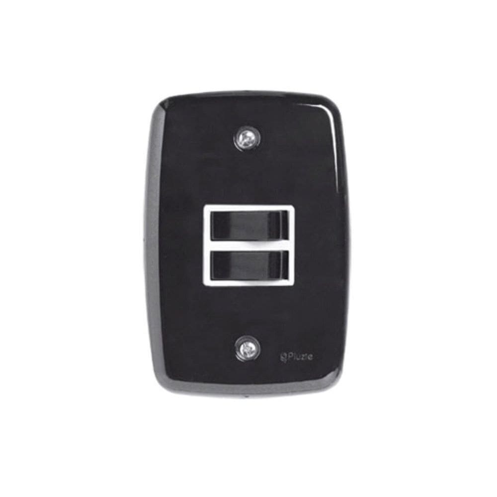 Interruptor de 2 Teclas Simples com Placa 4x2 Preto