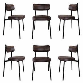 Cadeira Fixa com 4 Pés 50 X 44,7 X 83,8 Cm com 6 Unidades Alloa Café/Preto Epoxi