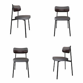 Cadeira Fixa com 4 Pés 50 X 44,7 X 83,8 Cm com 4 Unidades Alloa Cinza/Café/Preto Epoxi