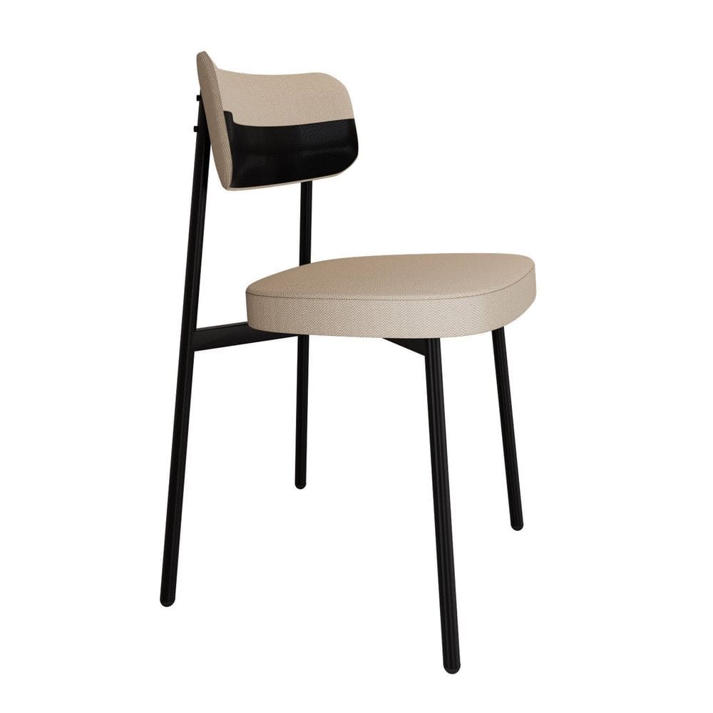 Cadeira Alloa Fixa com 4 Pés 50 X 44,7 X 83,8 Cm com 1 Unidade Corriente Areia/Courino Preto/Preto Epoxi