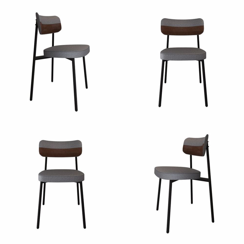 Cadeira Fixa com 4 Pés 50 X 44,7 X 83,8 Cm com 4 Unidades Alloa Cinza/Whisky/Preto Epoxi