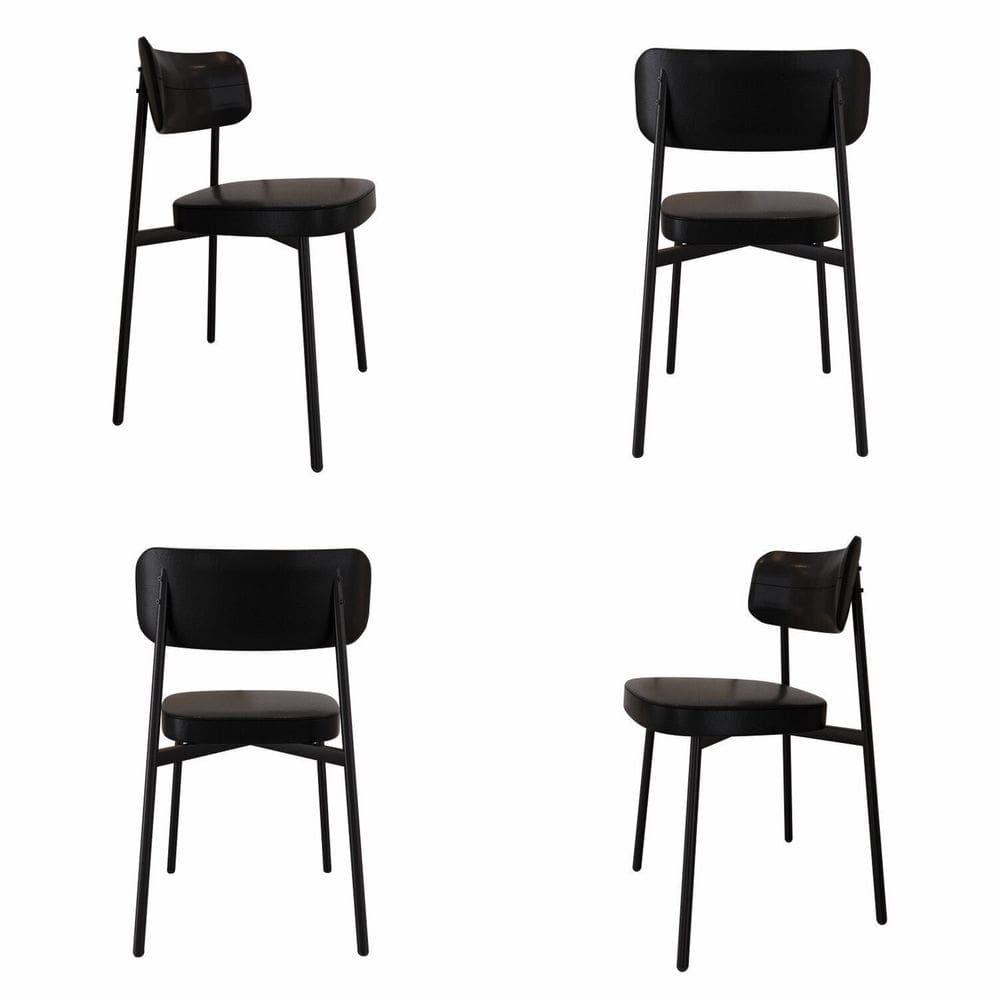 Cadeira Fixa com 4 Pés 50 X 44,7 X 83,8 Cm com 4 Unidades Alloa Preto Epoxi