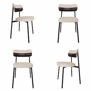 Cadeira Fixa com 4 Pés 50 X 44,7 X 83,8 Cm com 4 Unidades Alloa Palha/Café/Preto Epoxi