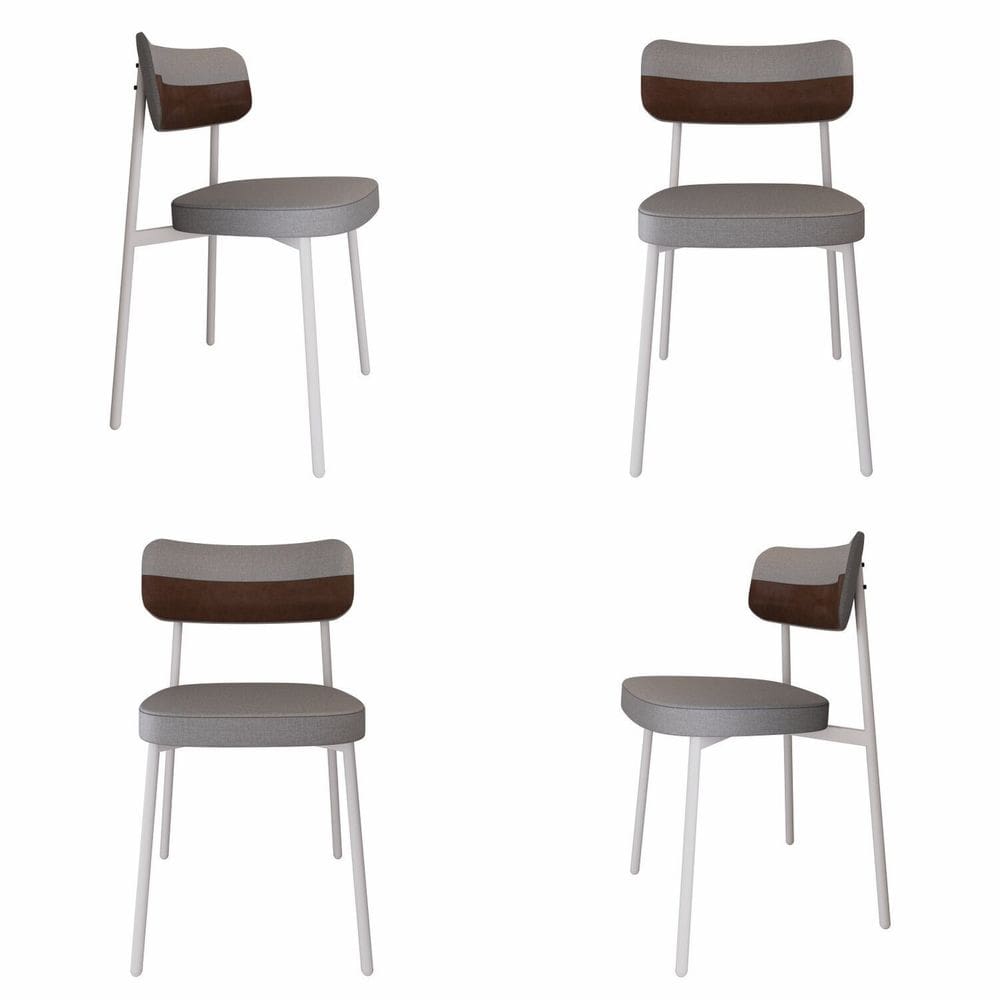 Cadeira Alloa Fixa com 4 Pés 50 X 44,7 X 83,8 Cm com 4 Unidade Cinza Claro/Whisky/Branco Epoxi
