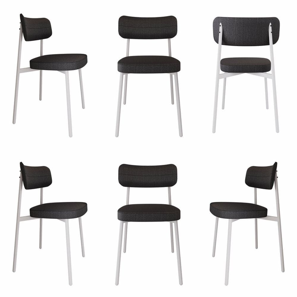 Cadeira Alloa Fixa com 4 Pés 50 X 44,7 X 83,8 Cm com 6 Unidades Preto/Branco Epoxi