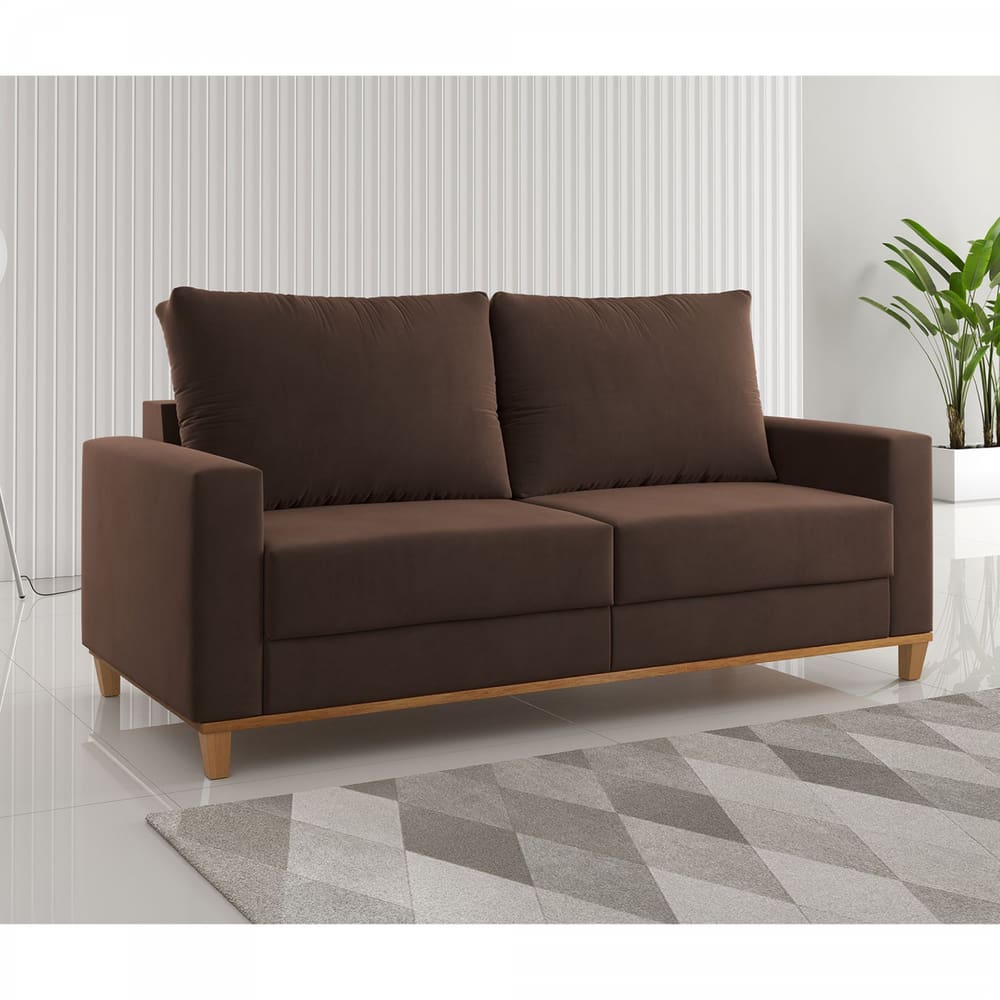 Estofado Living 3 Lugares Gael  Marrom - Casa Giulia
