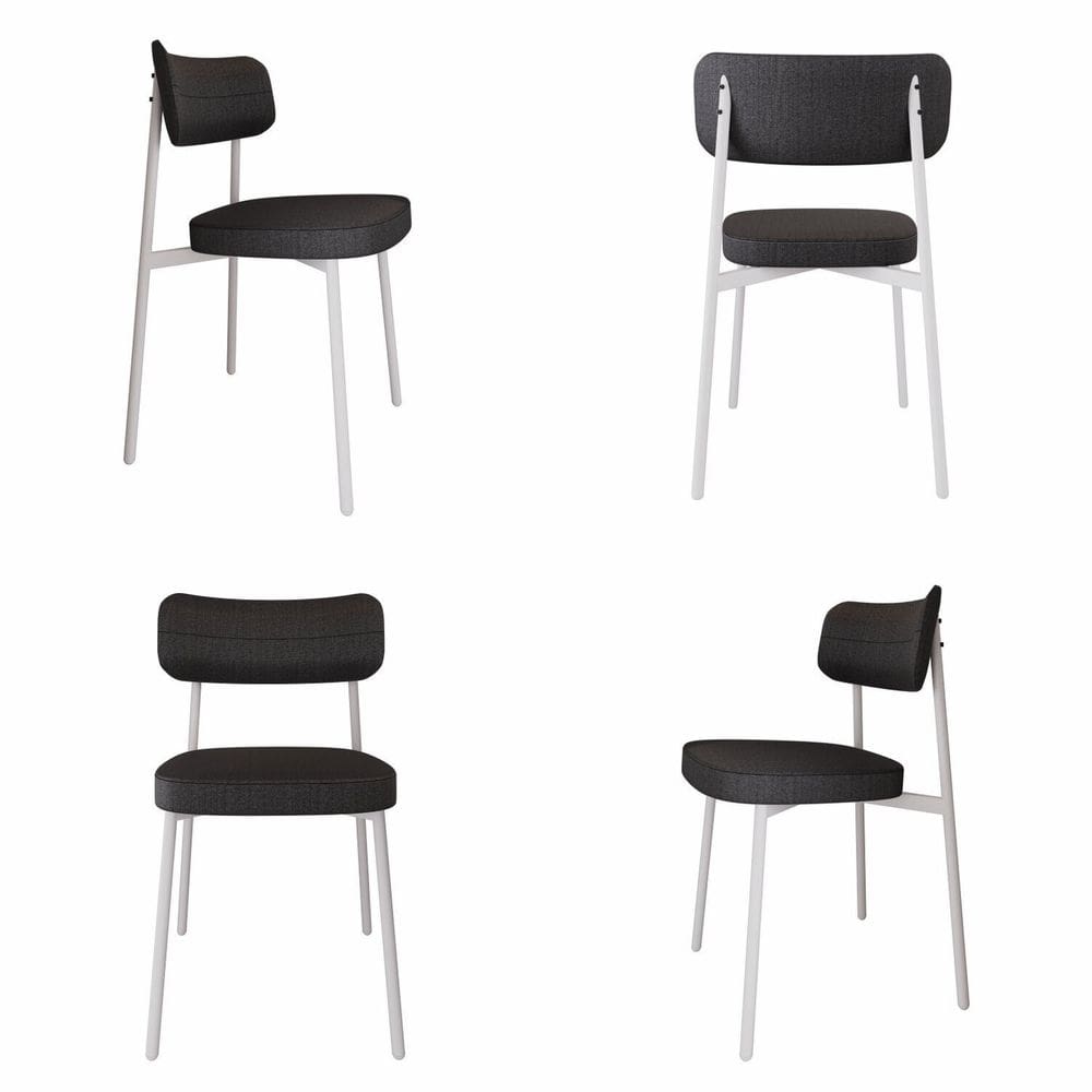 Cadeira Alloa Fixa com 4 Pés 50 X 44,7 X 83,8 Cm com 4 Unidade Preto/Branco Epoxi