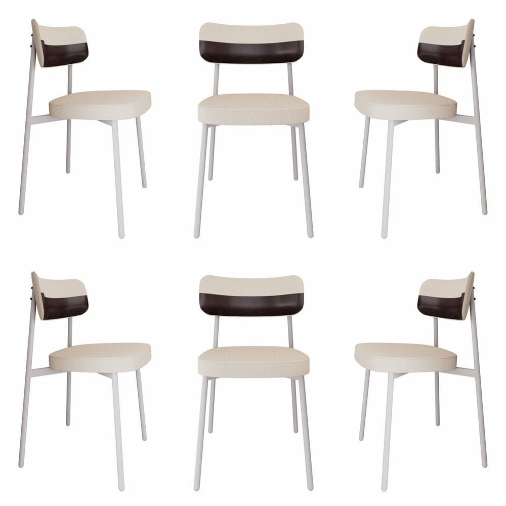 Cadeira Alloa Fixa com 4 Pés 50 X 44,7 X 83,8 Cm com 6 Unidade Palha/Café/Branco Epoxi