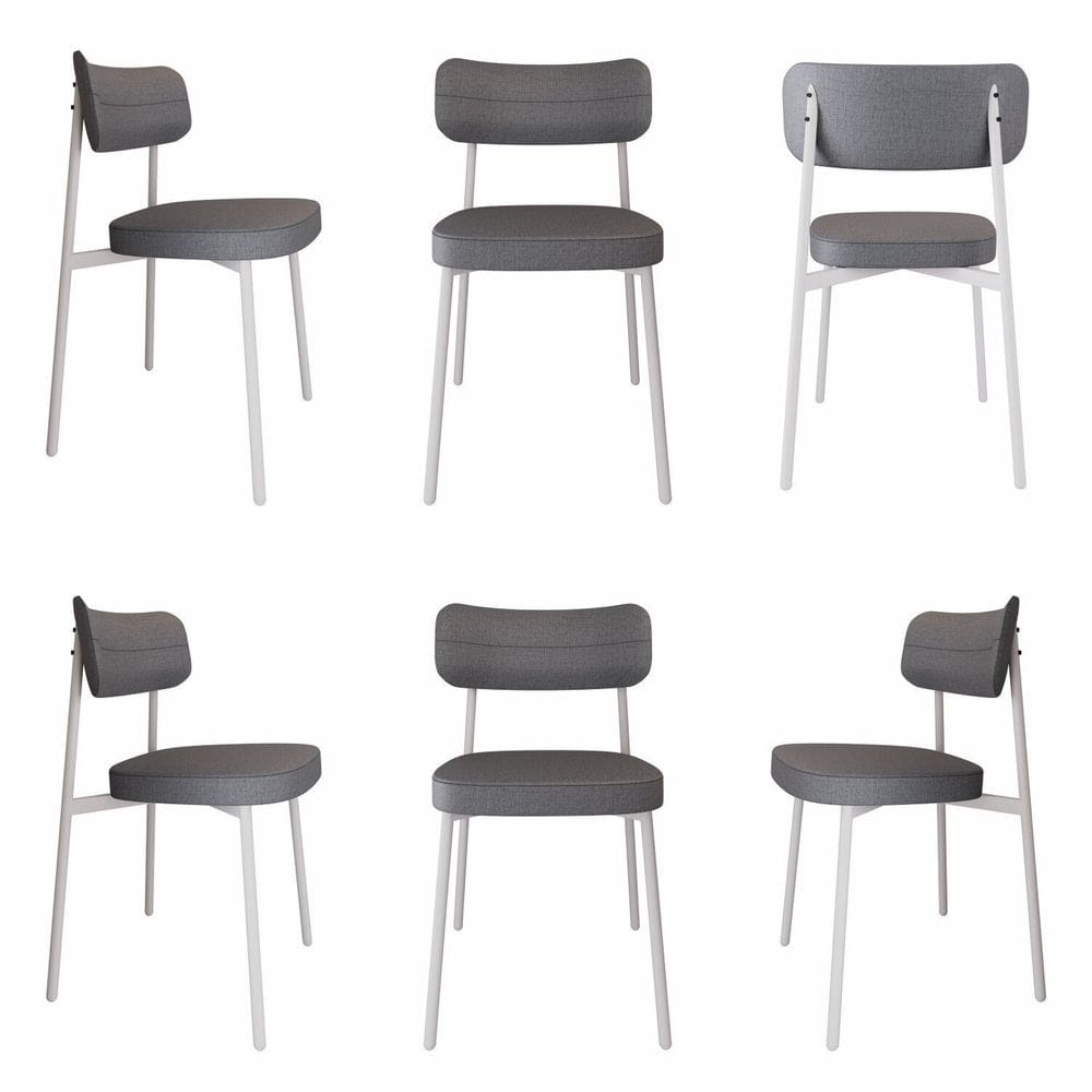 Cadeira Alloa Fixa com 4 Pés 50 X 44,7 X 83,8 Cm com 6 Unidades Cinza/Branco Epoxi
