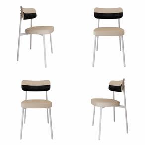 Cadeira Alloa Fixa com 4 Pés 50 X 44,7 X 83,8 Cm com 4 Unidade Areia/Preto/Branco Epoxi